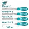Dłuta zestaw 4szt. rozmiary 6, 12, 19, 25mm mod. THT41K0401 (D) dłuto