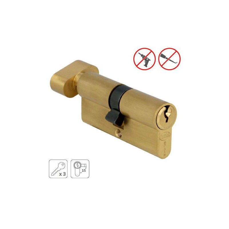 Wkładka z gałką do drzwi 90mm G45/45 mosiądz satyna mod. 9700