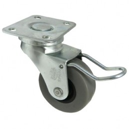 Kółko gumowe 40mm obrotowa płytka hamulec szare 17kg mod.2503