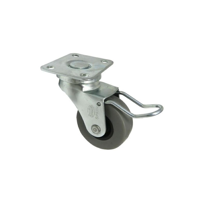 Kółko gumowe 40mm obrotowa płytka hamulec szare 17kg mod.2503
