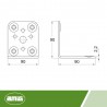 Łącznik kątowy mod.302-90x90 inox