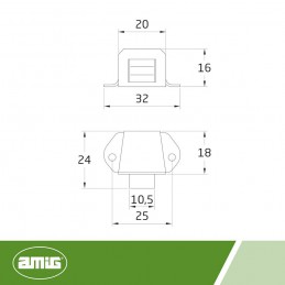 Zatrzask meblowy cynkowany 24x32mm 2szt. mod. 1