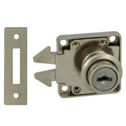 Zamek meblowy do drzwi przesuwnych fi.19mm niklowany mod.2A