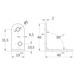 Kątownik budowlany 40x40x19mm mod.3 żółty ocynk