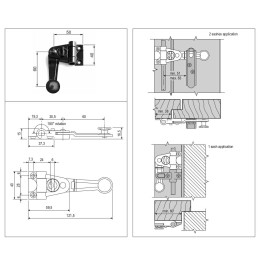 Zamknięcie okiennicy Ramię 60mm 180st.    srebrny mat