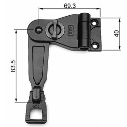 Zamknięcie okiennicy Ramię 75mm 180st.    suwak czarne
