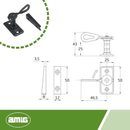Zamknięcie okna 25mm mosiądzowane mod. 12