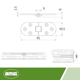 Zawias 7-81x30,5x2,5 mosiądz mat