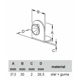 Odbój drzwiowy z przyssawką 30x37mm czarny odbojnik podłogowy mod. VENTOSA 2szt. R502