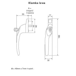 Klamka Overture Lock 40x7 Lewa Brązowa