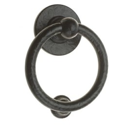 Kołatka drzwiowa Bull Ring czarna rustykalna 127mm okrągła