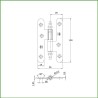 Zawias do drzwi 100x56mm stal złoto antyczne rozłączny PRAWY (pl) mod. 408C