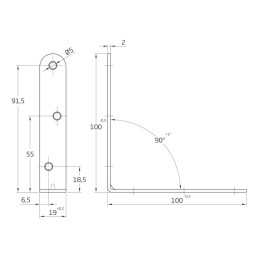 Kątownik budowlany 100x100x19mm czarny mod. 3
