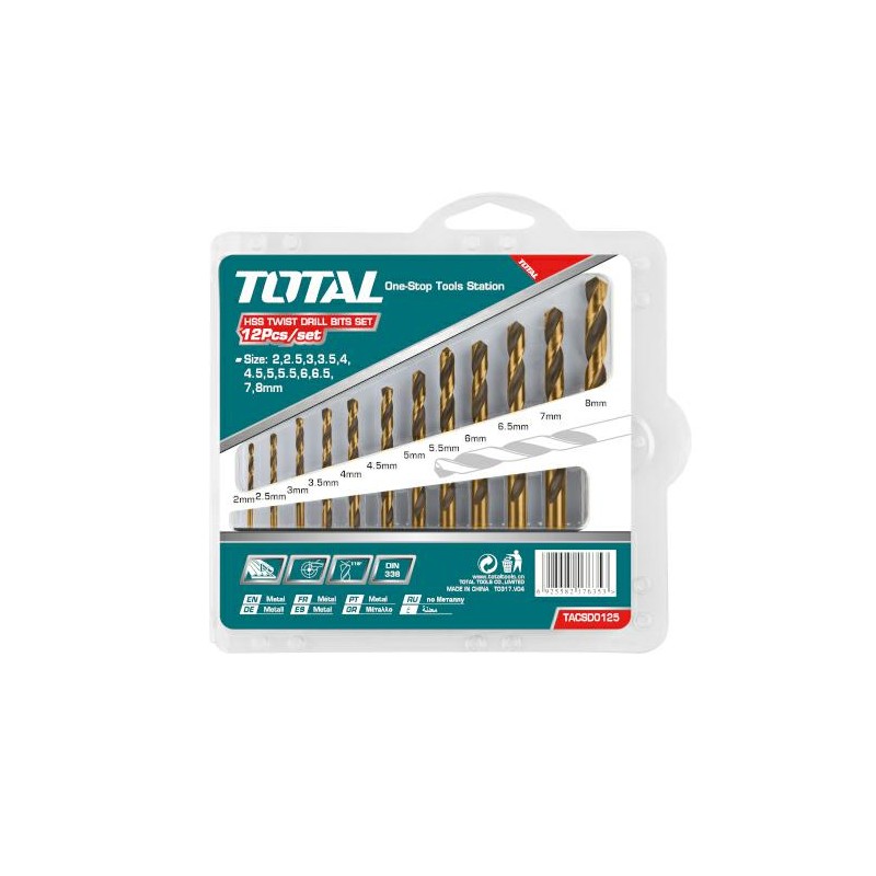 Wiertła HSS 2- 8mm 12 elementów TACSD0125
