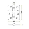 Zawias do drzwi 102x76x3mm Inox połysk 2szt. do stosowania na zewnątrz