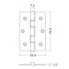 Zawias drzwiowy 76x52x1,5mm SS złote (2