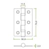 Zawias do drzwi  76x50mm stal złoto antyczne łożyskowany splatany 2szt.