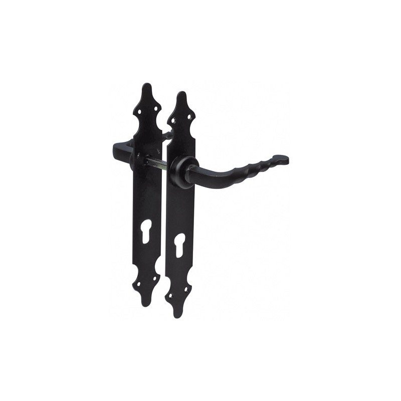 Klamka czarna wkładka 90mm szyld 280x45mm AMIG mod.101P B90