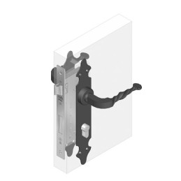 Klamka czarna wkładka 90mm szyld 280x45mm AMIG mod.101P B90