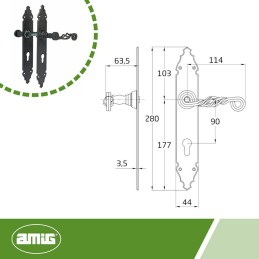 Klamka AMIG 102PB90-280x45 czarna