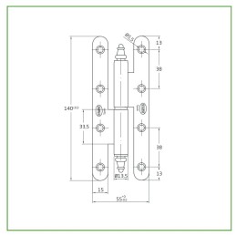 Zawias do drzwi 140x55mm stal biały rozłączny PRAWY (pl) mod. 507