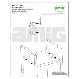 Podpórka meblowa 13x10mm brąz plastikowa 8szt. mod.165