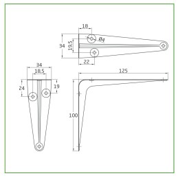 Wspornik półki stalowy brązowy 125x100mm mod. 1