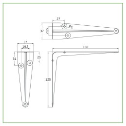 Wspornik półki stalowy srebrny 150x125mm mod. 1