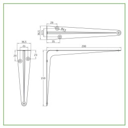 Wspornik półki stalowy srebrny 200x150mm mod. 1