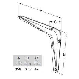 Wspornik półki stalowy biały 350x300mm mod. 1