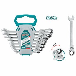 Klucze płasko-oczkowe łamane z grzechotką 8szt. THT102RK586