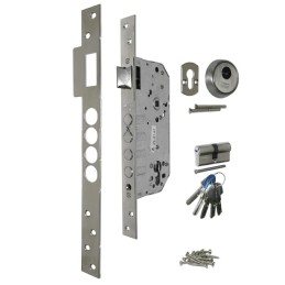 Zamek bolcowy na wkładkę 85/50 niklowany F270 prost. zestaw TESA R200B566N