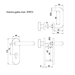 Klamko-gałka stała 3PB72 wkładka czarna