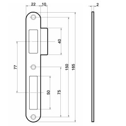 Zaczep zamka ALFA-BETA z najazdem płetwą 165x22 mosiądzowany