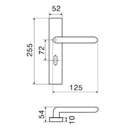 Klamka CUT na klucz 72mm chrom satyna długi szyld mod. 164/210