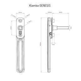 Klamka okienna z blokadą płaska chrom satyna mod. Genesis