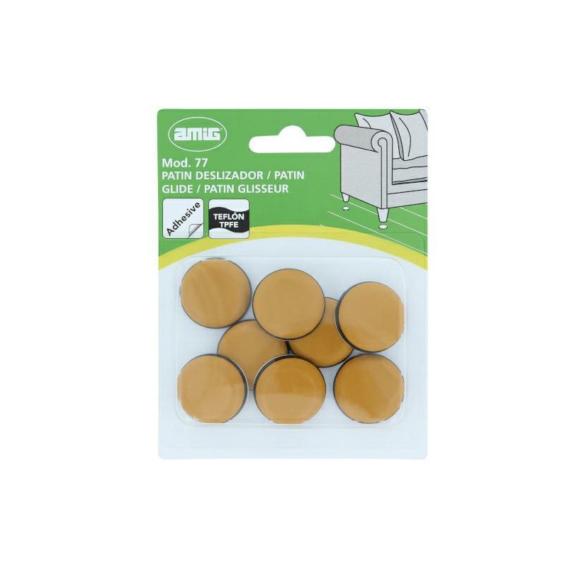 Ślizg do mebli 25mm brązowy z tworzywa PTFE 8 szt. mod. 77
