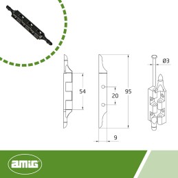 Zawias meblowy 95x54mm czarny mod. 557