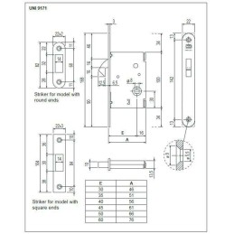 Zamek hakowy do WC 50mm czarny czoło 22x168mm