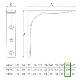 Wspornik półki stalowy brązowy 300x250mm mod. 2