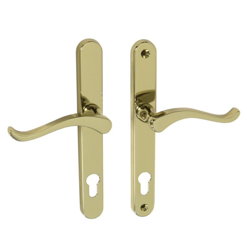 Klamka Balmoral Sprung Swan złota wkładka 92mm Prawa