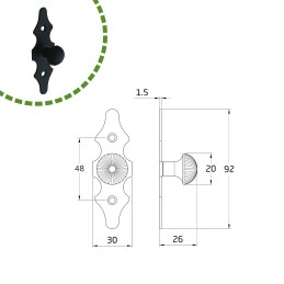 Gałka z szyldem czarna 92x30x1,5mm mod.101