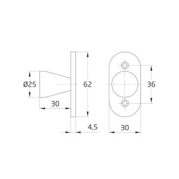 Gałka 25mm z szyldem 62x30mm inox mod.42