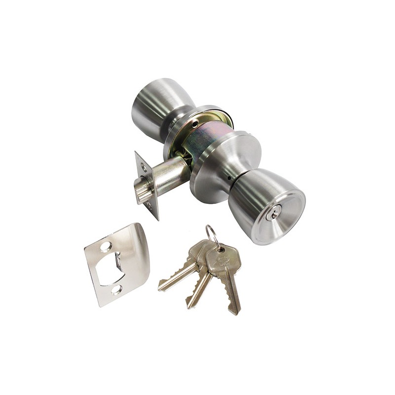 Gałka z zamkiem do drzwi wejściowych mod.600 inox