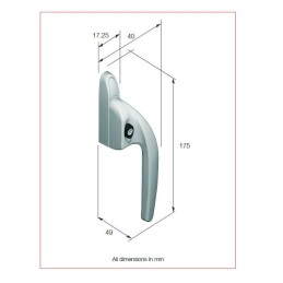 Klamka okienna na kluczyk Select Standard 7x40 prawa biała półmat