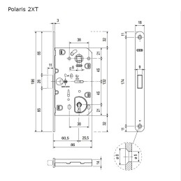 Zamek magnetyczny na klucz 90/60 chrom mat F18 Mediana POLARIS 2XT