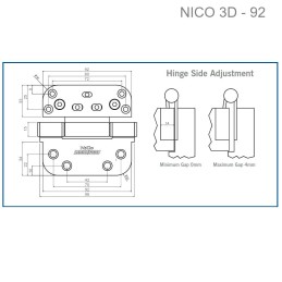 Zawias do drzwi 92mm 3D z regulacją czarny mod. Nico