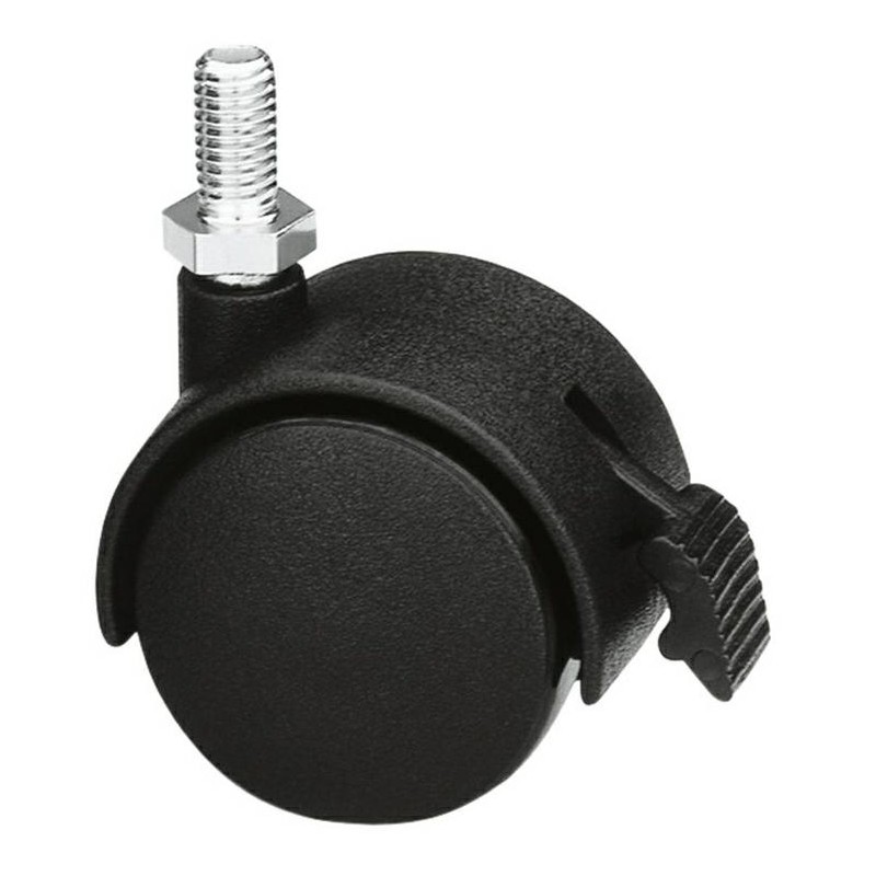 Kółko nylonowe wkręcane 50mm hamulec gwint M10 czarne mod. 1505