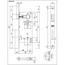Zamek drzwiowy na klucz 90/40 niklowany F22x238mm prost. mod. PATENT
