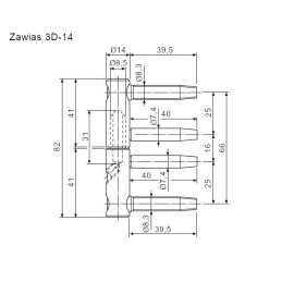 Zawias AGB 3D 14mm regulowany inox